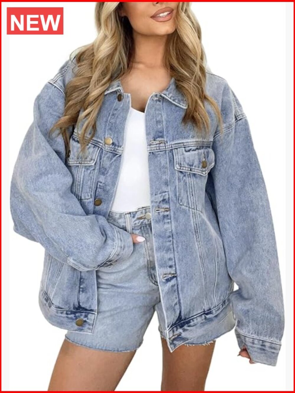 Oversized Long Denim Jacket Button Down Trucker Jacket Shacket Fall Coat